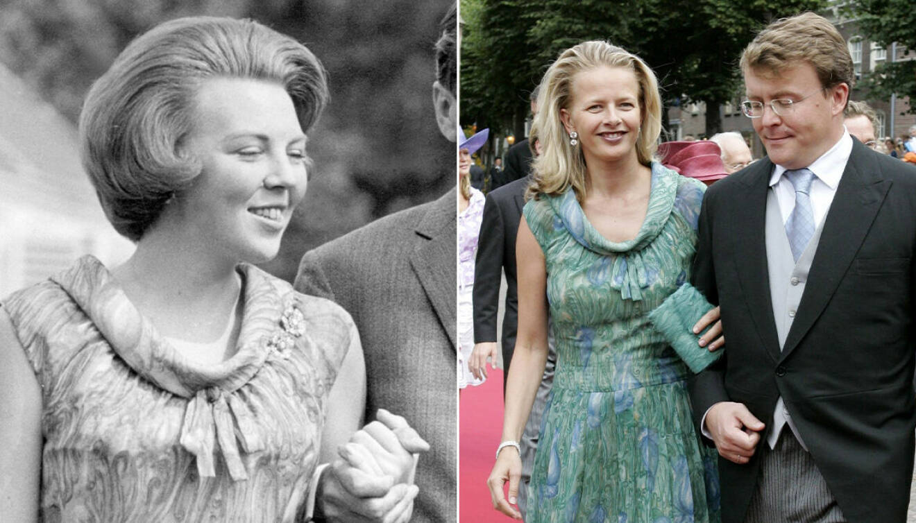 Prinsessa Beatrix och Mabel i samma klänning vid olika tillfällen.