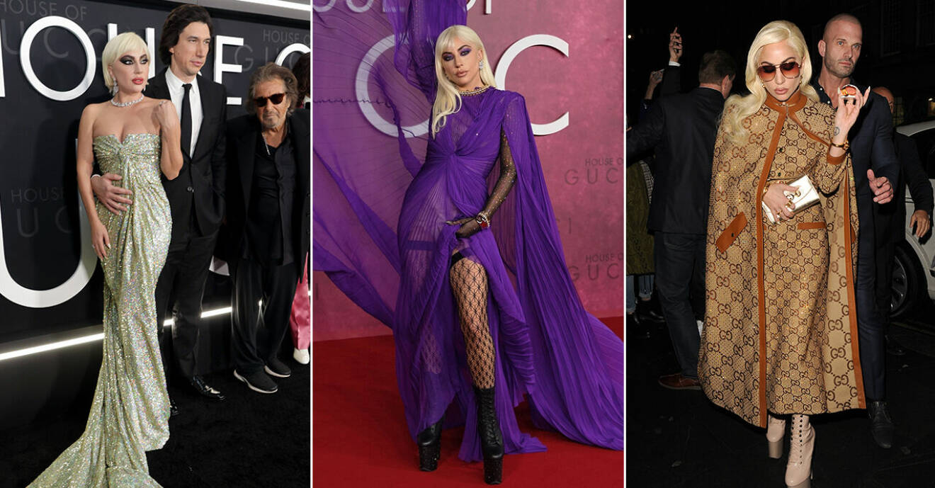 Lady Gagas looks på House of Gucci-turnén