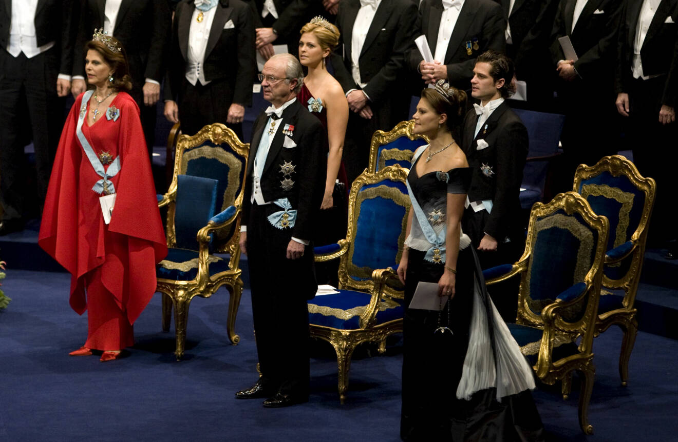 Kungafamiljen samlad vid Nobelprisutdelningen 2007.