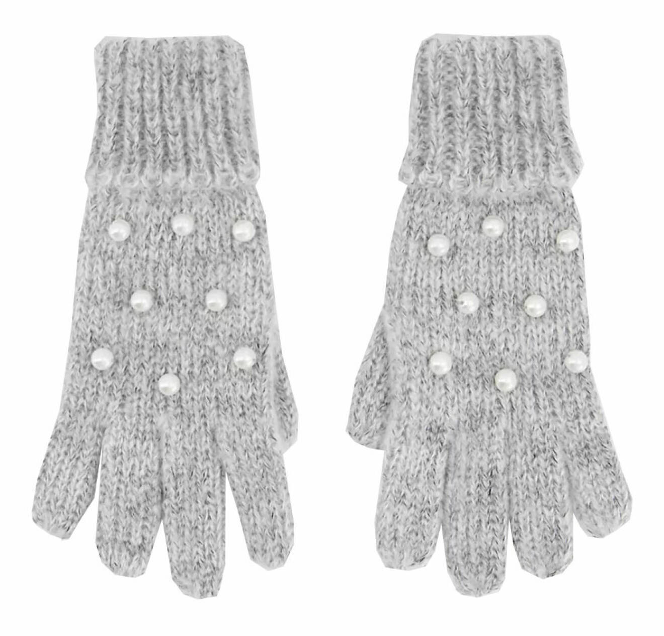Stickade handskar med pärlor