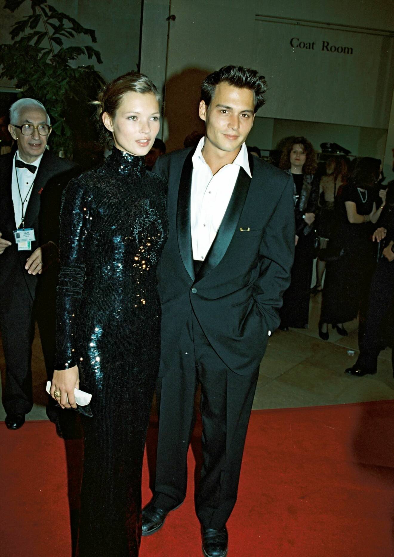 Kate Moss och Johnny Depp på Golden Globe Awards, 1995