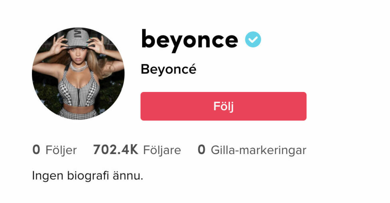 Beyonce finns på Tiktok svenska