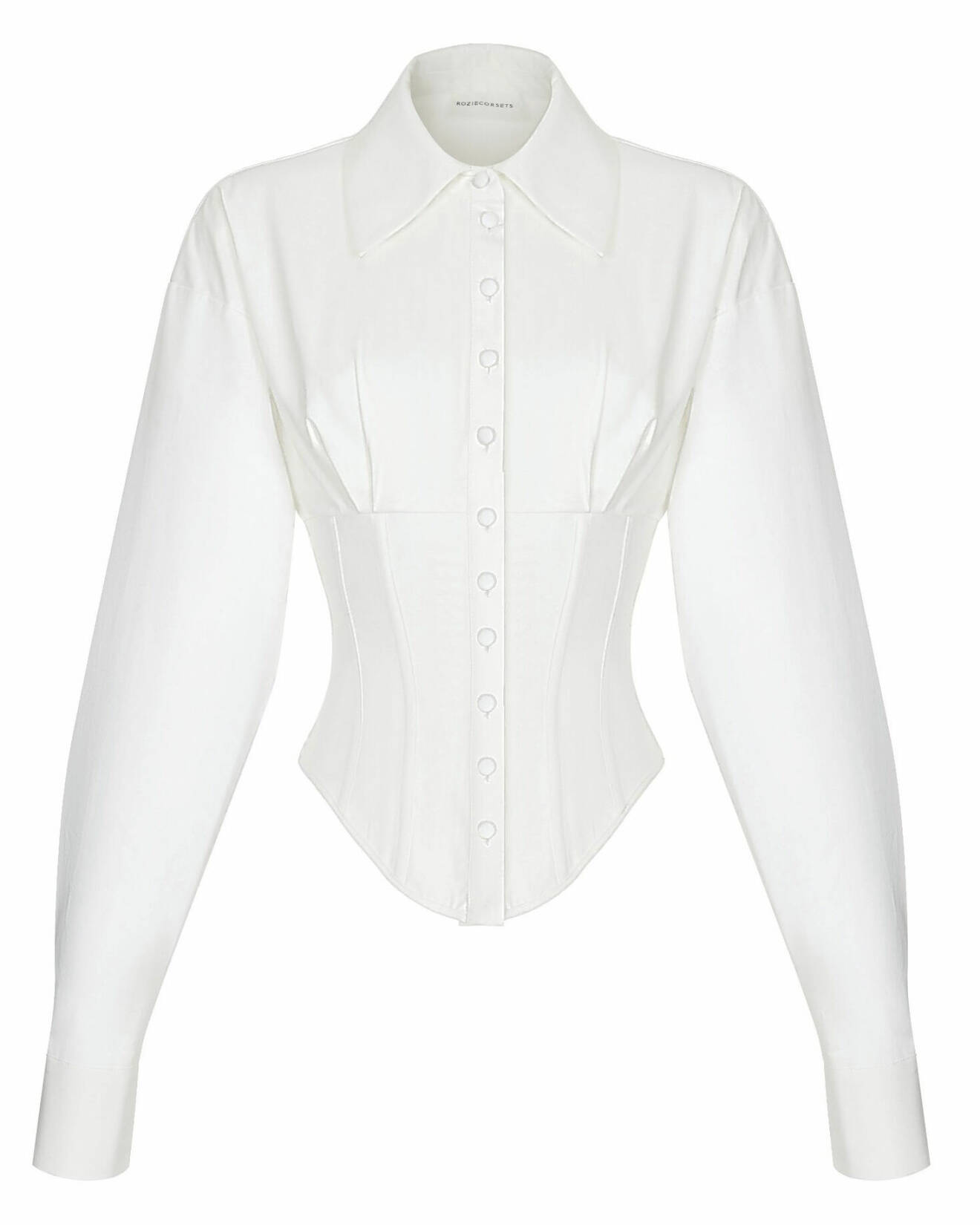 Snygg korsettskjorta i vitt från Rosie Corsets.