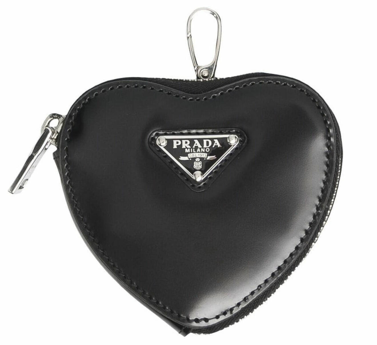 Svart hjärtformad plånbok Prada.