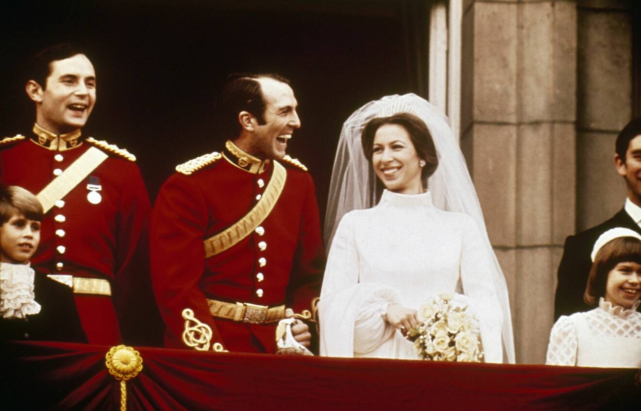 Mark Phillips och prinsessan Annes bröllop 1973.