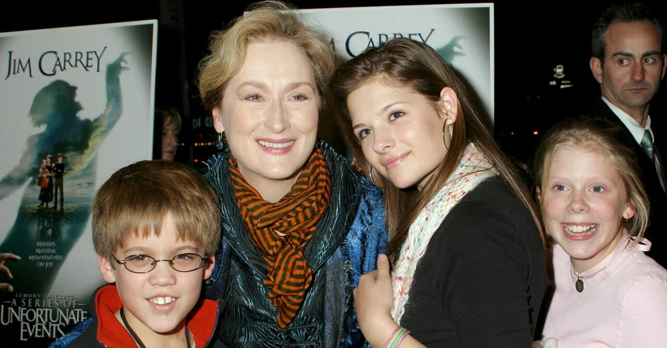 Meryl Streep with her children Henry and Louise Gummer 2004