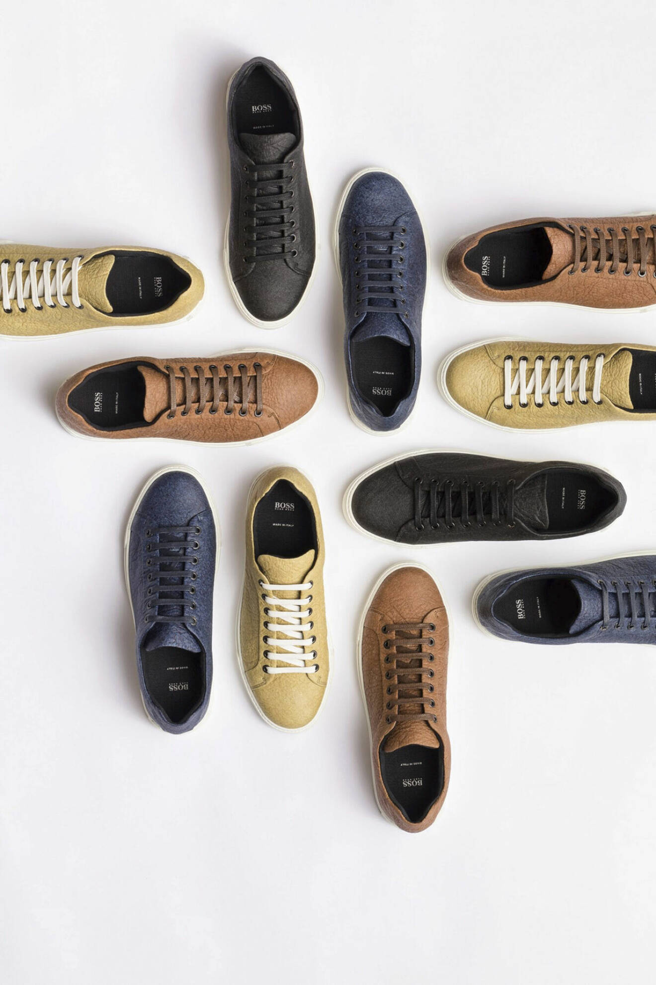 Hugo Boss använder läder av bland annat ananasblad i sin sneakers­kollektion.