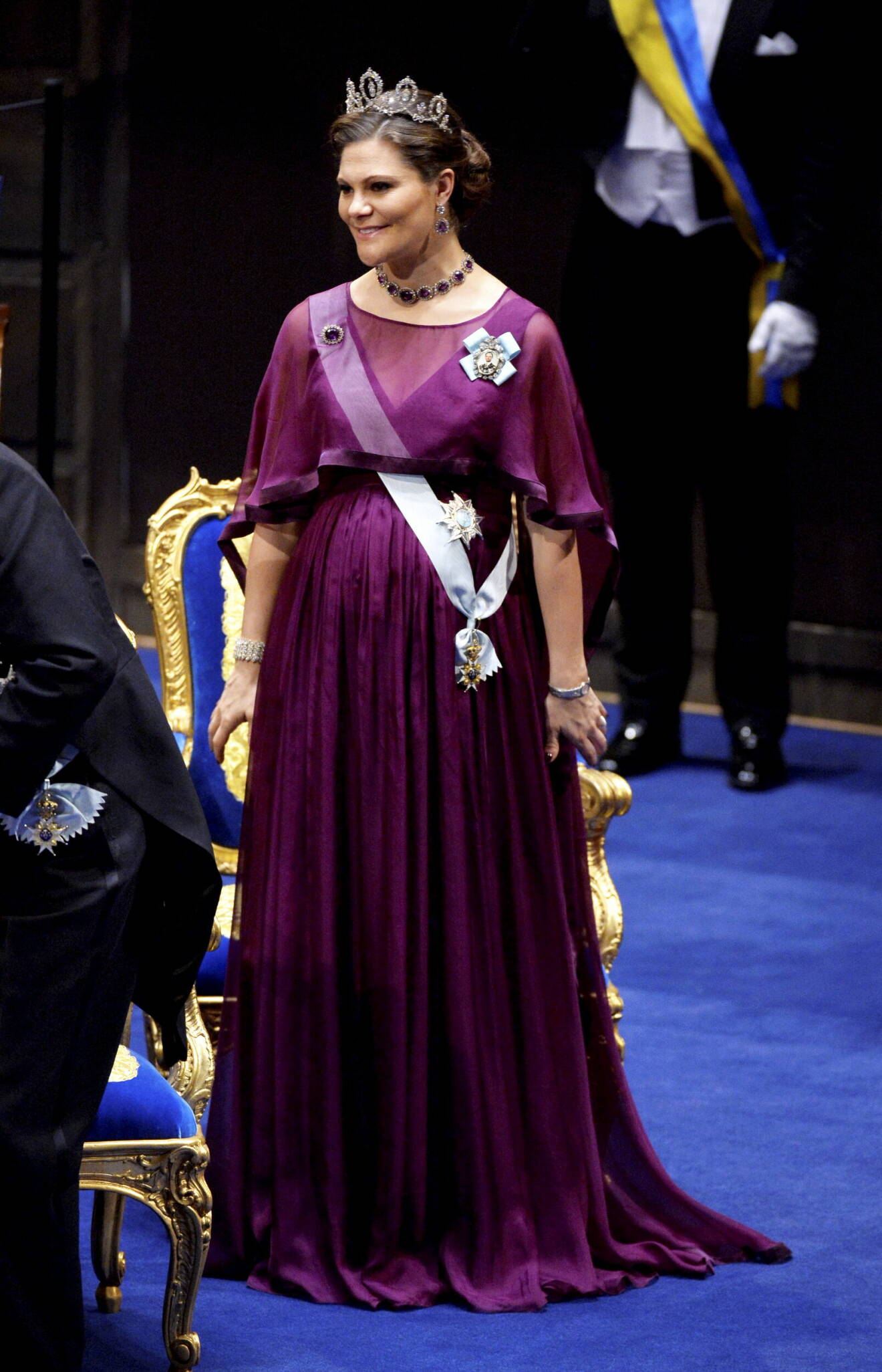 Kronprinsessan Victoria gravid på Nobelfesten 2015.