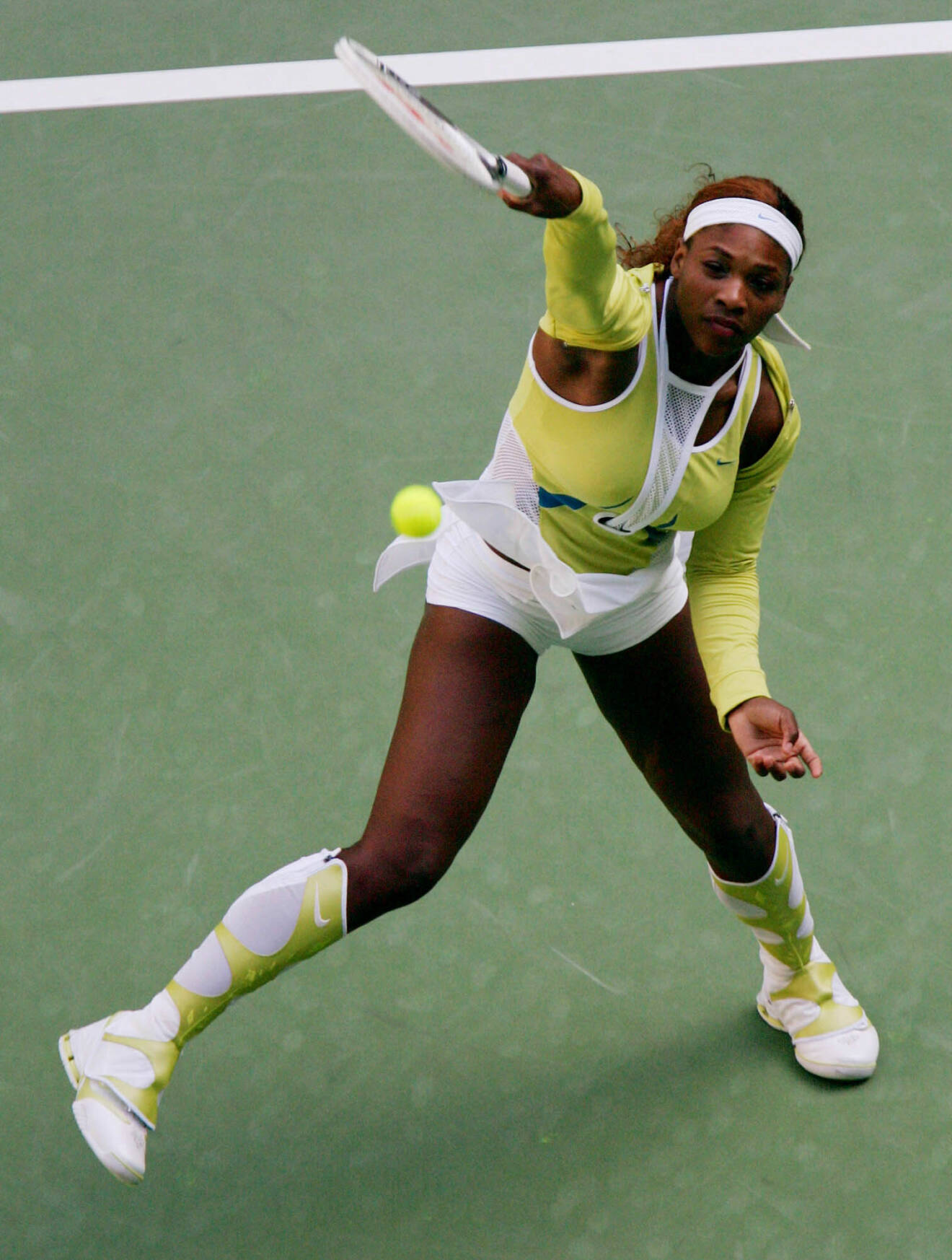 Serena Williams bästa tennislooks – grön och vit look 2005