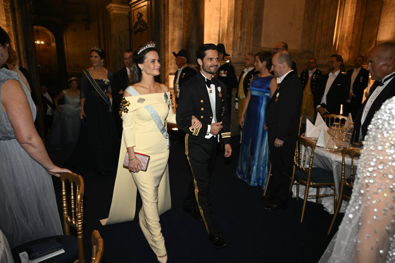 Prinsessan Sofia och prins Carl Philip kungens jubileumsmiddag 2023.