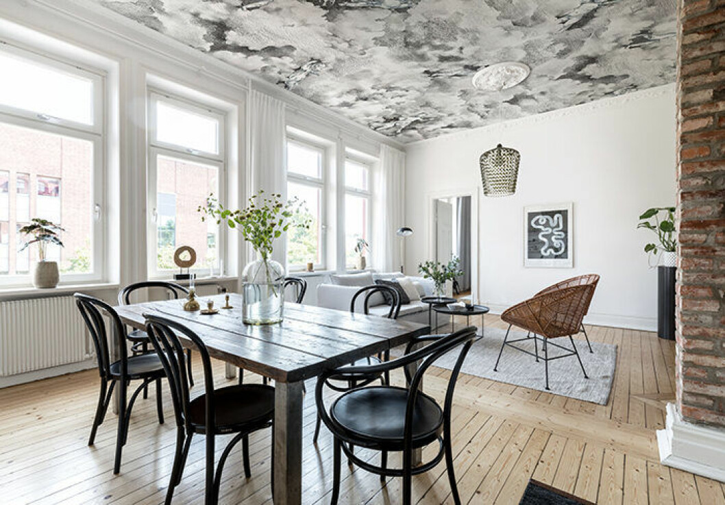 Tapetserat tak med mönster ger wow-effekt