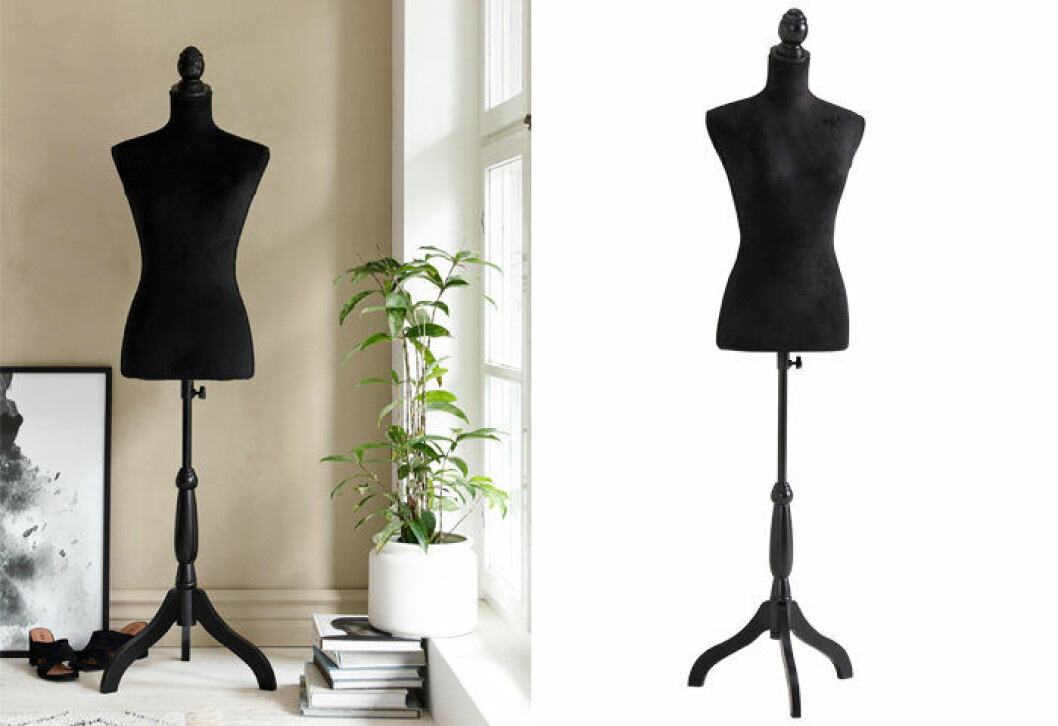 Svart provdocka till en walk in closet