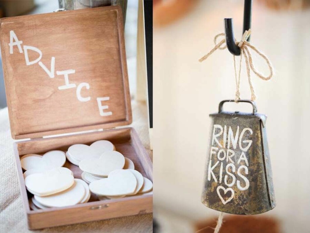 Via: <a href="https://www.weddingwire.com/wedding-photos/real-weddings/teal-north-carolina-barn-wedding/i/5a2ca1dc92806675-2cfeda6bc4ca43de/0bb2c716be2388d2" target="_blank" rel="noopener">weddingwire</a> & <a href="https://www.weddingwire.com/wedding-photos/real-weddings/rustic-handmade-backyard-wedding/i/572f95991cde53fc-1d5b986755a1c76a/29f5920056d9599c" target="_blank" rel="noopener">weddingwire</a> Små DIY-projekt i trä