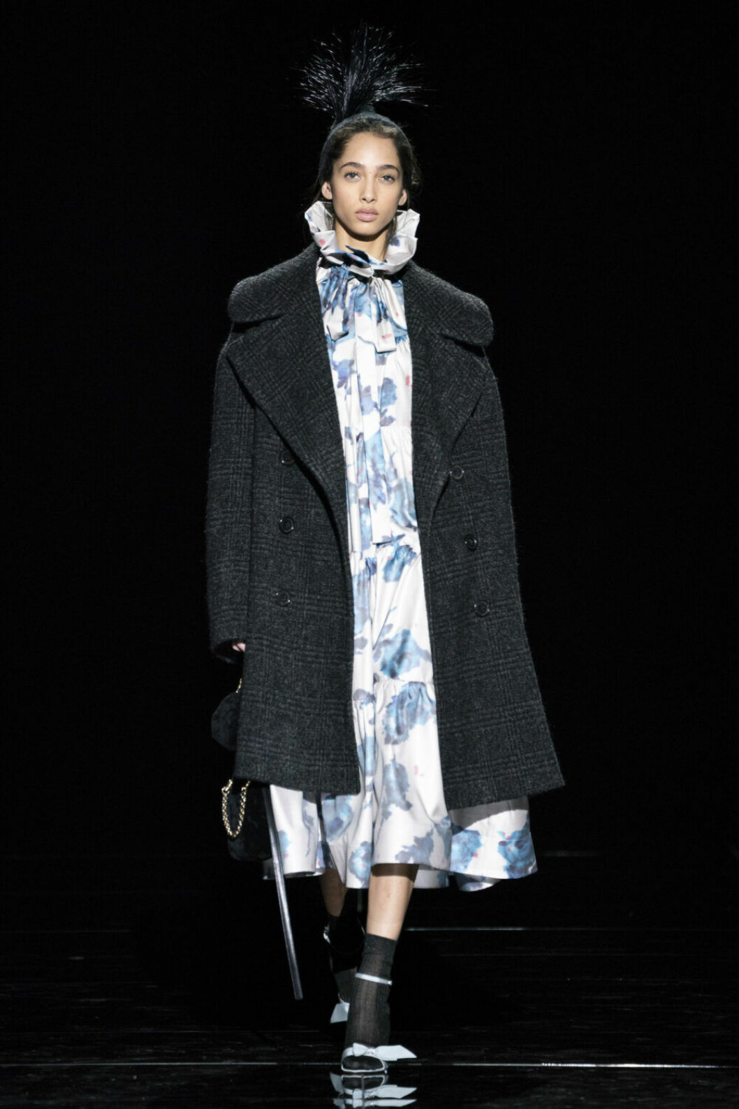 NYFW Marc Jacobs, rutig kappa och blommig klänning.