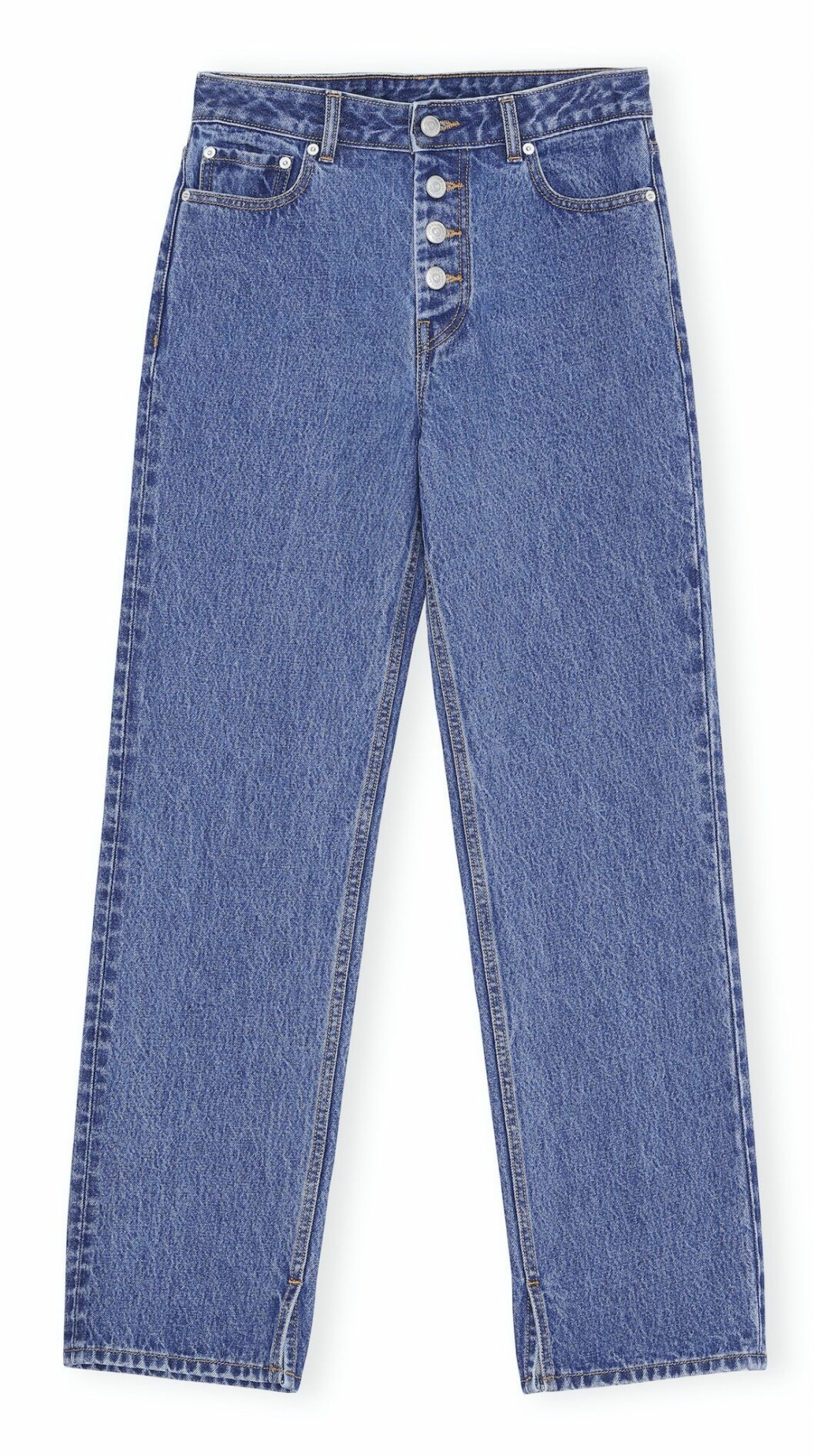 Jeans med synliga knappar från Ganni.