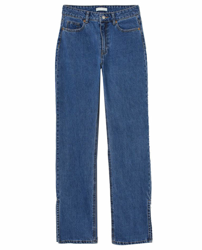 högmidjade jeans med slits