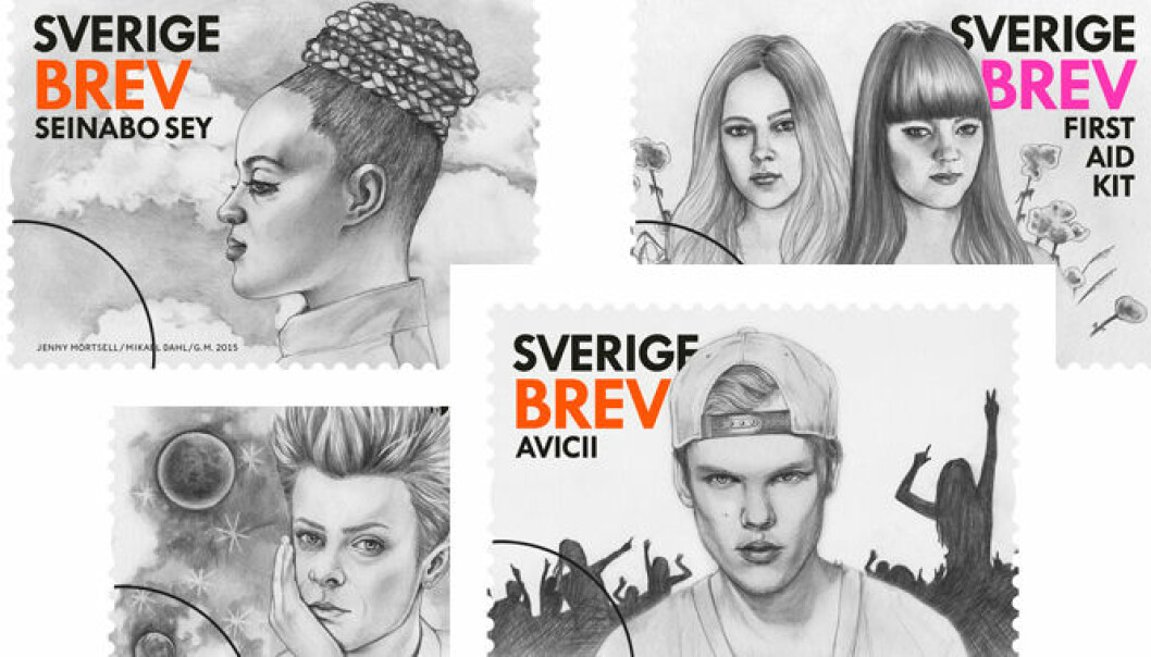 Jenny Mörtsell gör frimärken av Robyn och First Aid Kit