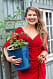 Jessica Frej i tomatröd klänning. Foto: Lena Granefelt