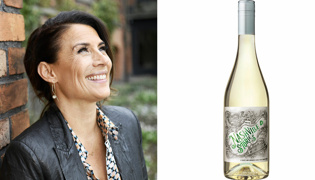 Jill Johnson och en flaska vitt vin