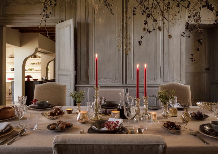 juldukning i beige och rött på zara home