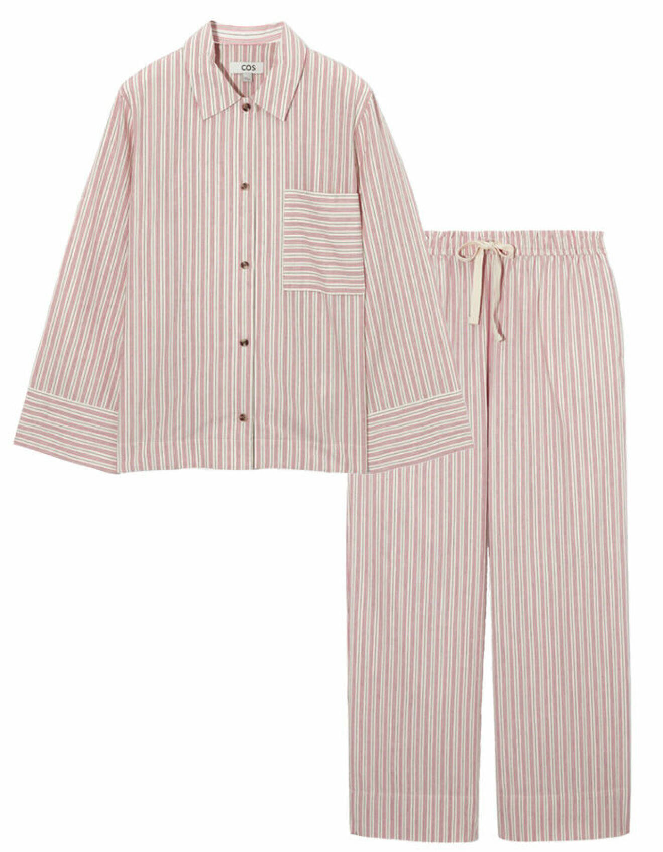 randig pyjamas tillverkad i ekologisk bomull med skjorta och matchande byxor från Cos