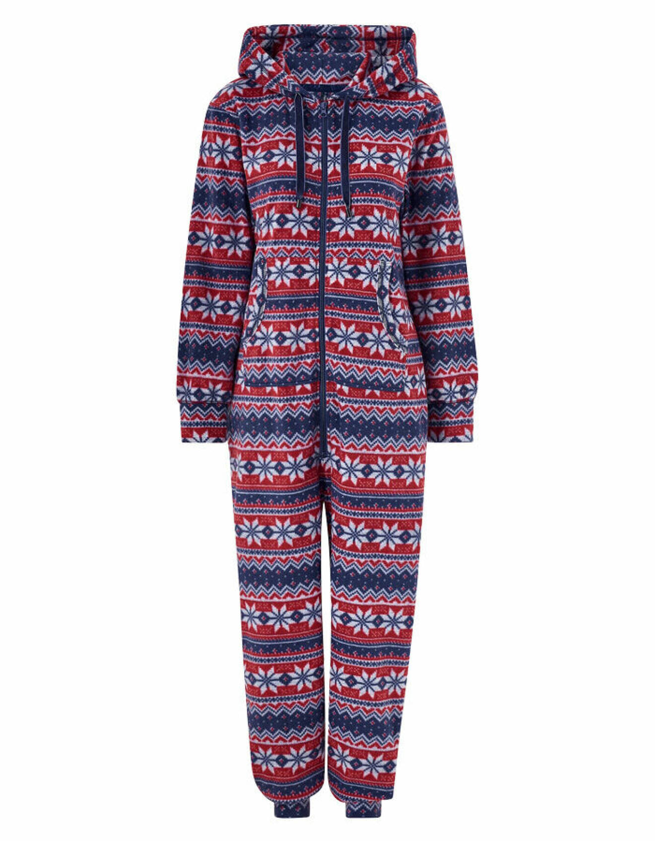 pyjamas designad som jumpsuit med julmönster från Ellos Collection