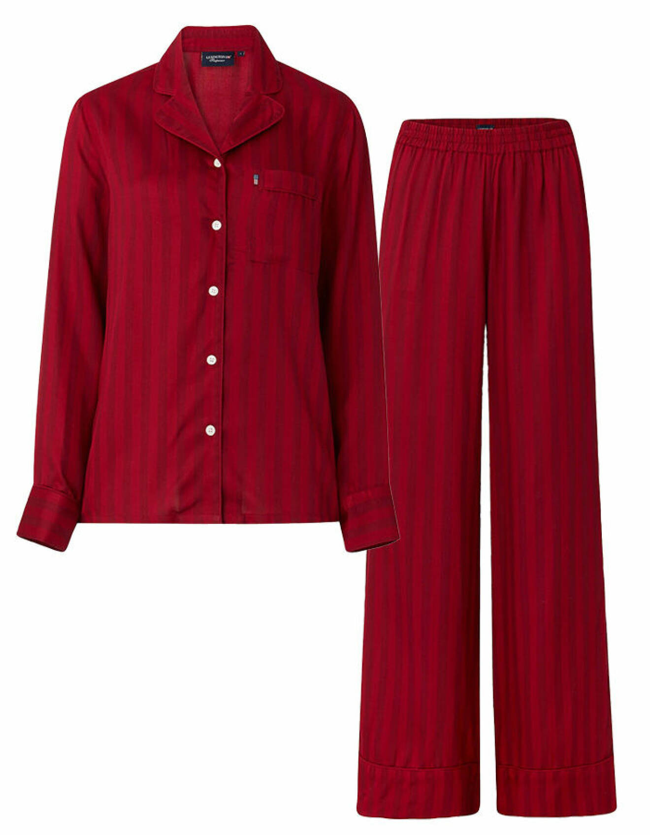 rött pyjamasset med ränder tillverkat i modal och viskos från Lexington