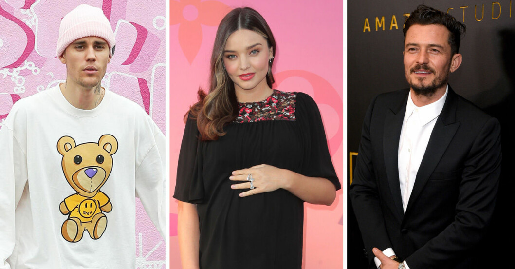 Justin Bieber, Orlando Bloom och Miranda Kerr 