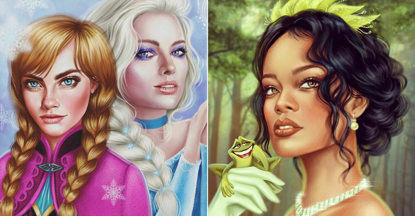 Rihanna som Tiana och Cara Delevingne och Margot Robbie som Elsa och Anna
