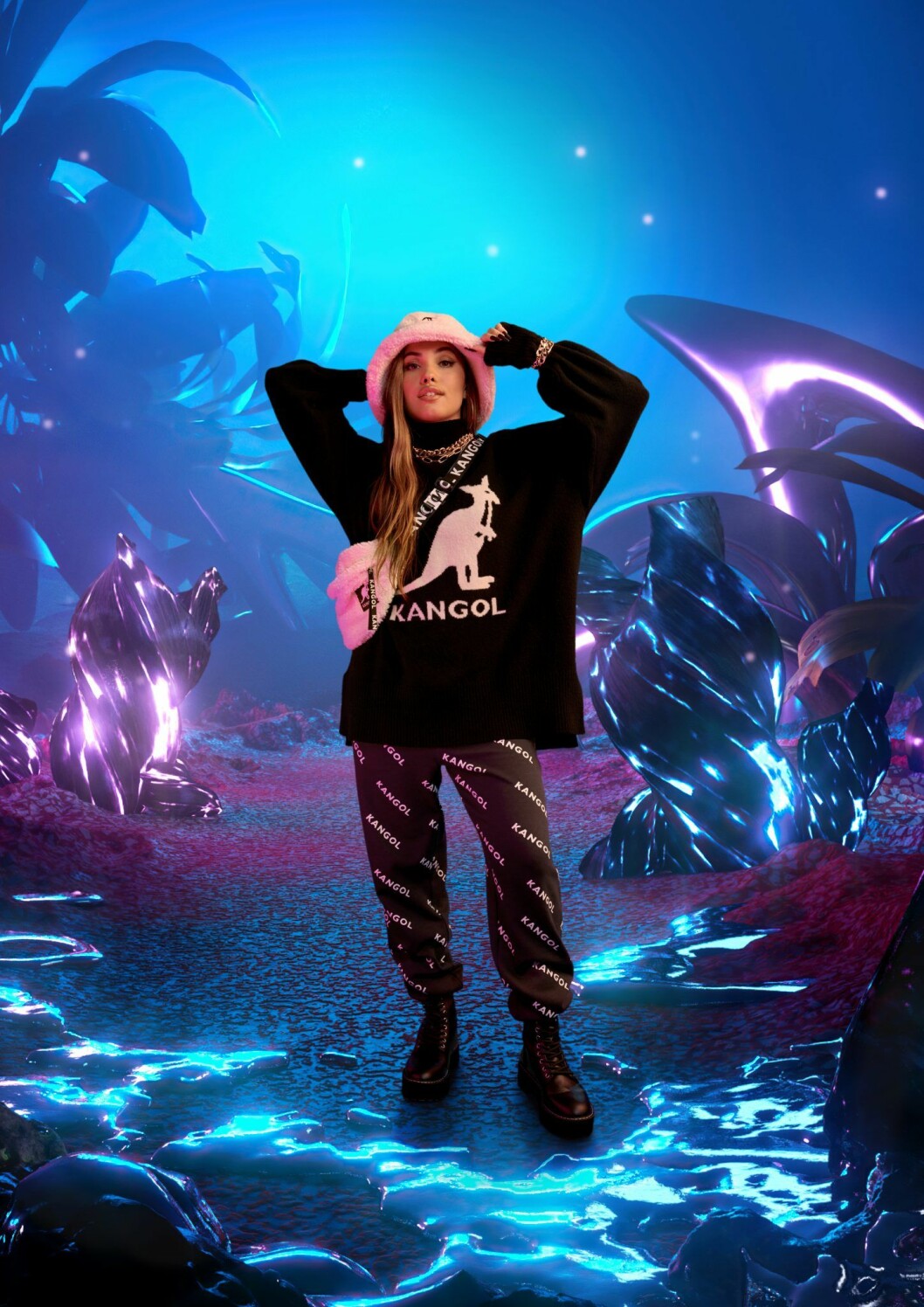 Mabel i Kangol x H&M-samarbetet. Kangol x H&M feat. Mabel samarbetet
