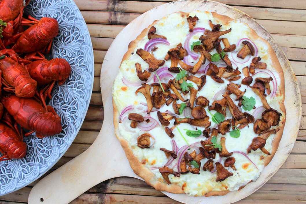 Kantarellpizza.