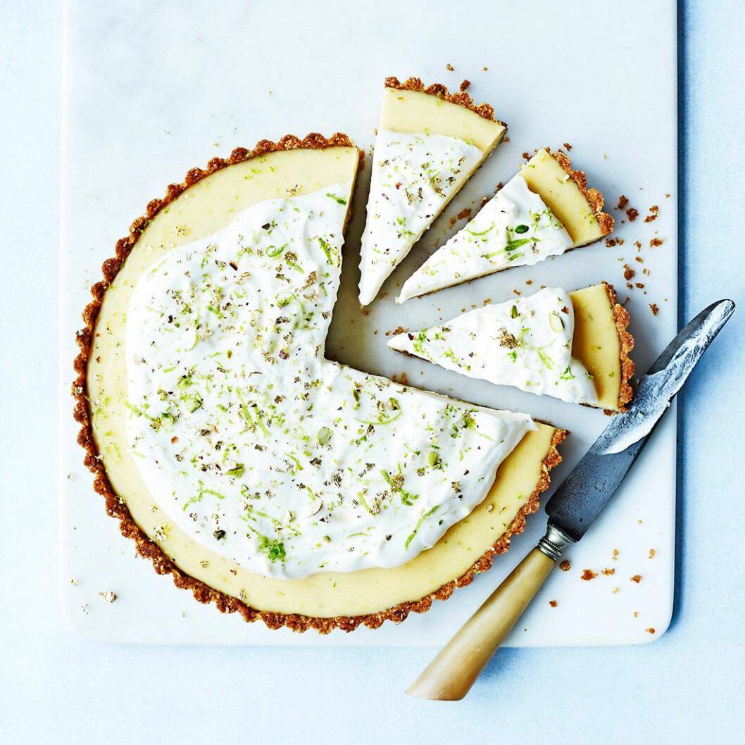 Key lime pie med grädde. Key lime pie med grädde.