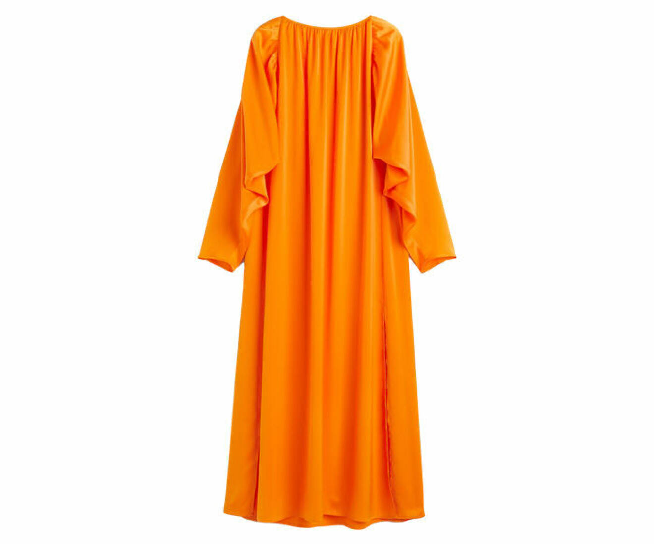 orange luftig klänning gjord i satin med öppet ryggparti att ha på fest med klädkod smoking från H&amp;M