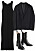 svart stickad klänning med svart boxig kavaj och ankelboots