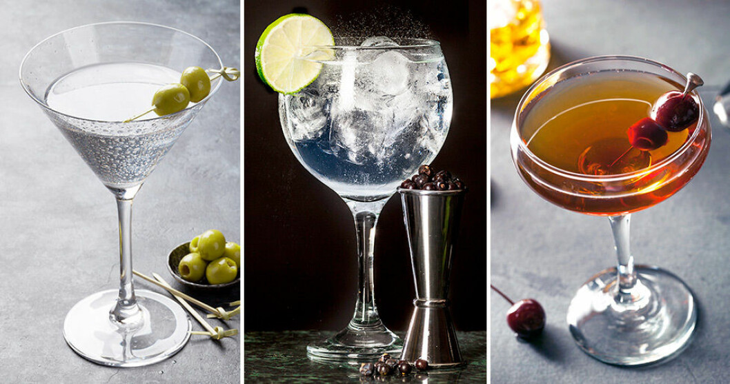 Dry Martini, Gin & Tonic och Manhattan. Foto: IBL Dry Martini, Gin & Tonic och Manhattan. Foto: IBL
