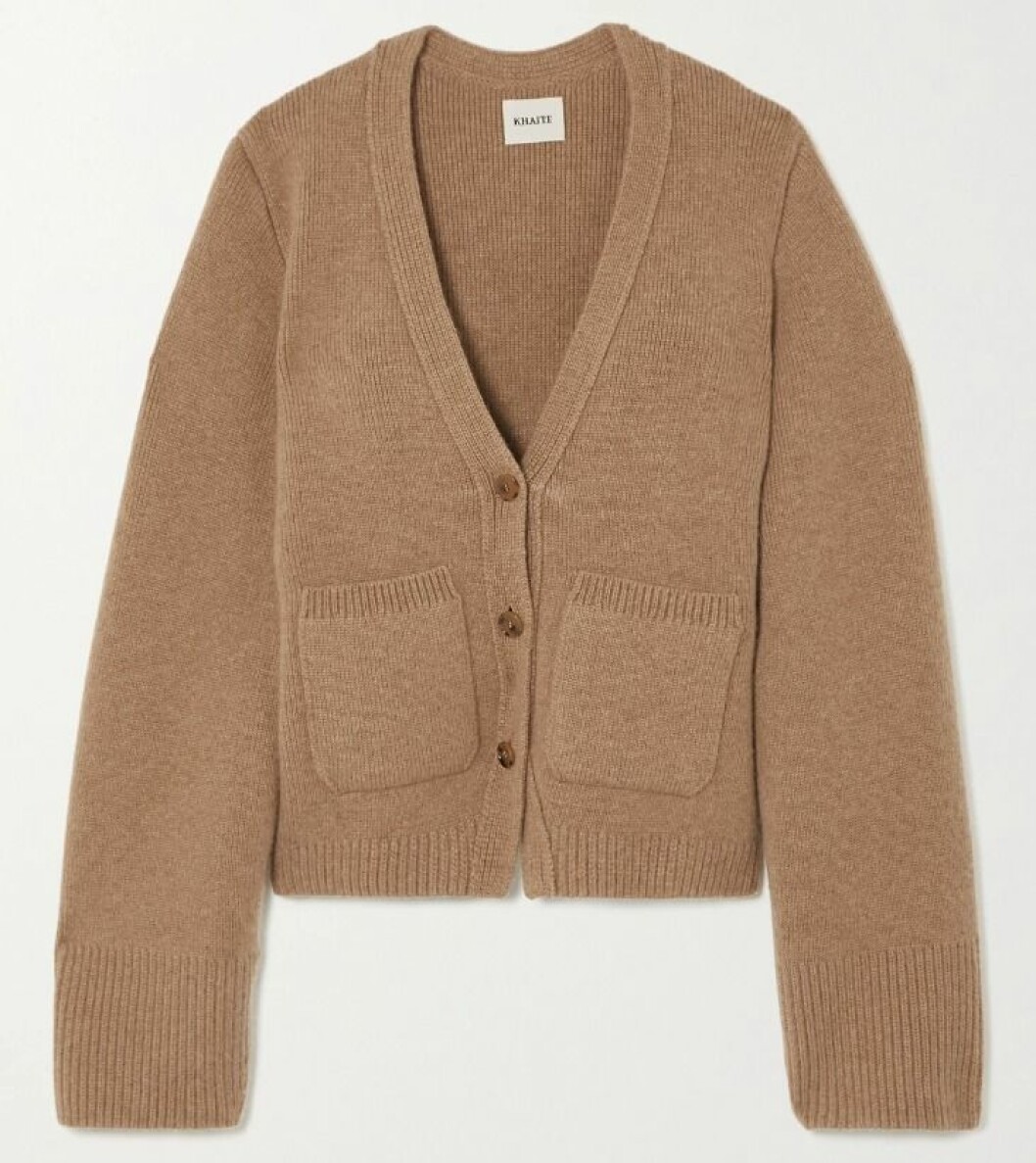 Beige kashmir-cardigan från Khaite.