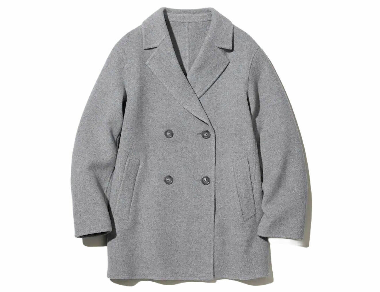 grå kort kappa i ull
