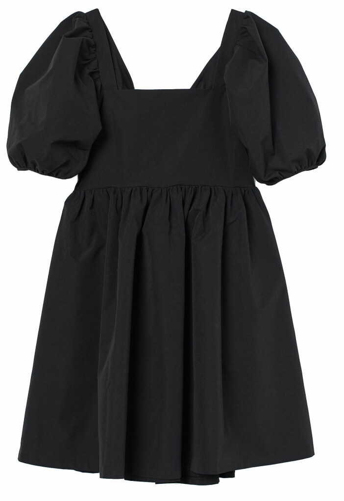 Kort volangklänning med puffärmar och dekorativ rygg från H&M.