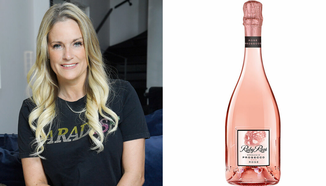 Laila Bagge och en flaska bubbel