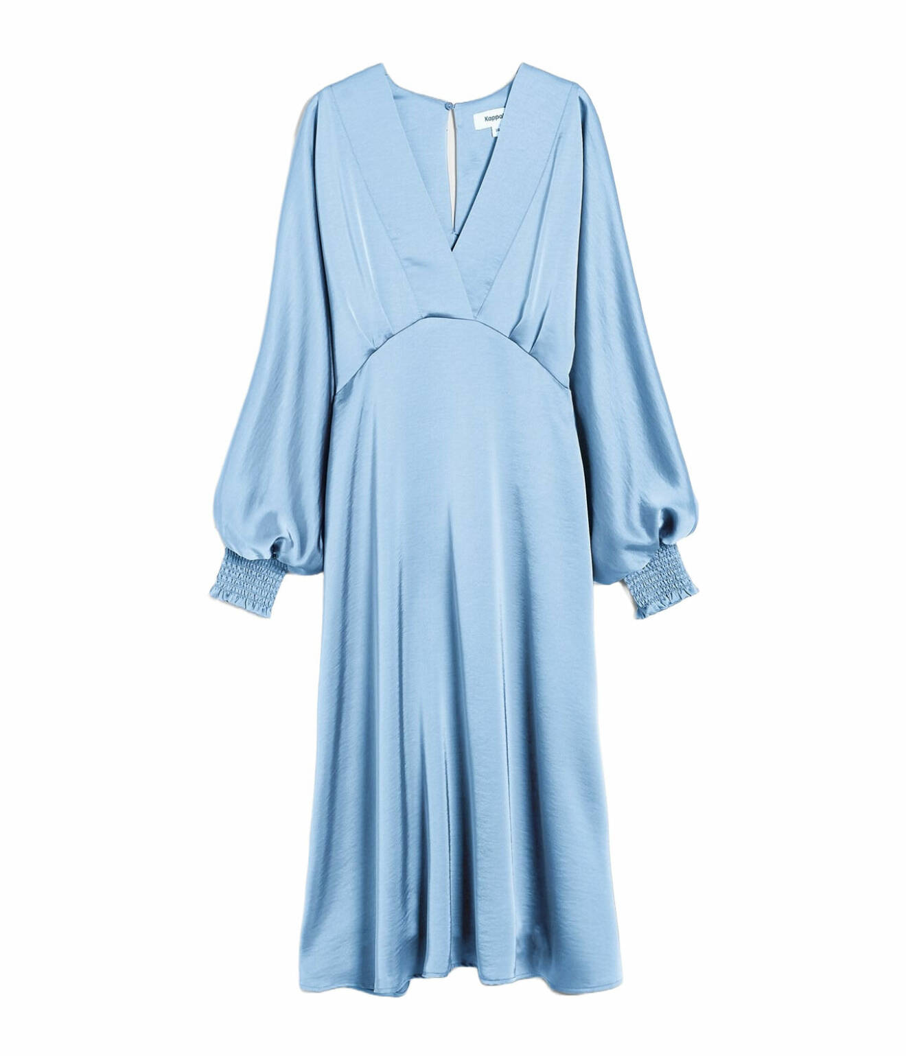 blå långärmad klänning i satin