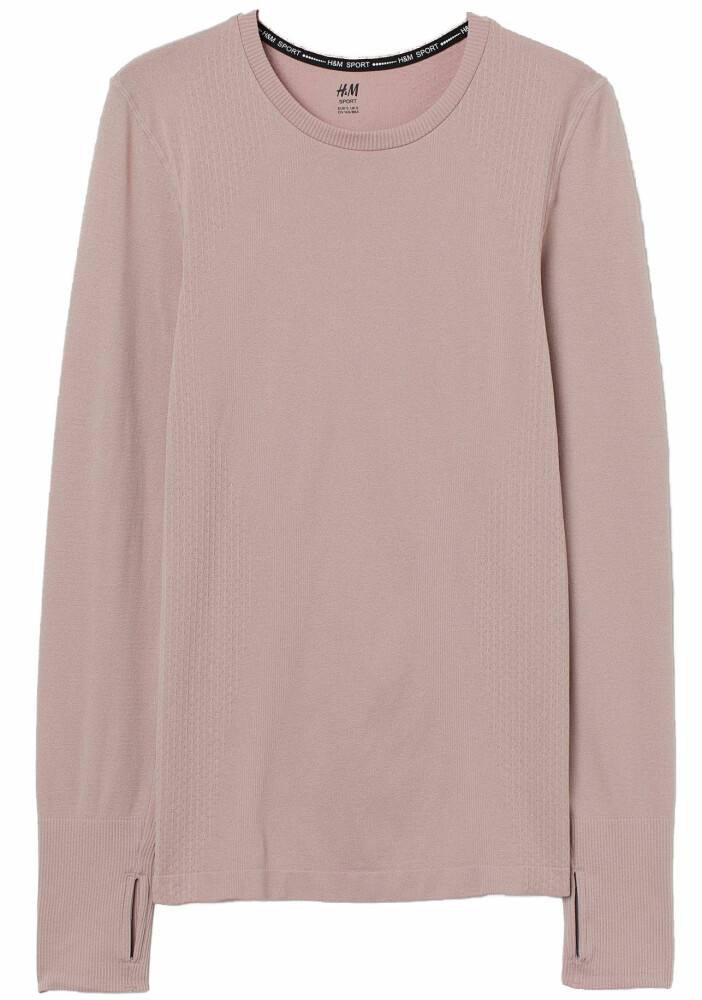 Långärmad träningströja i dimmig rosa från H&M.