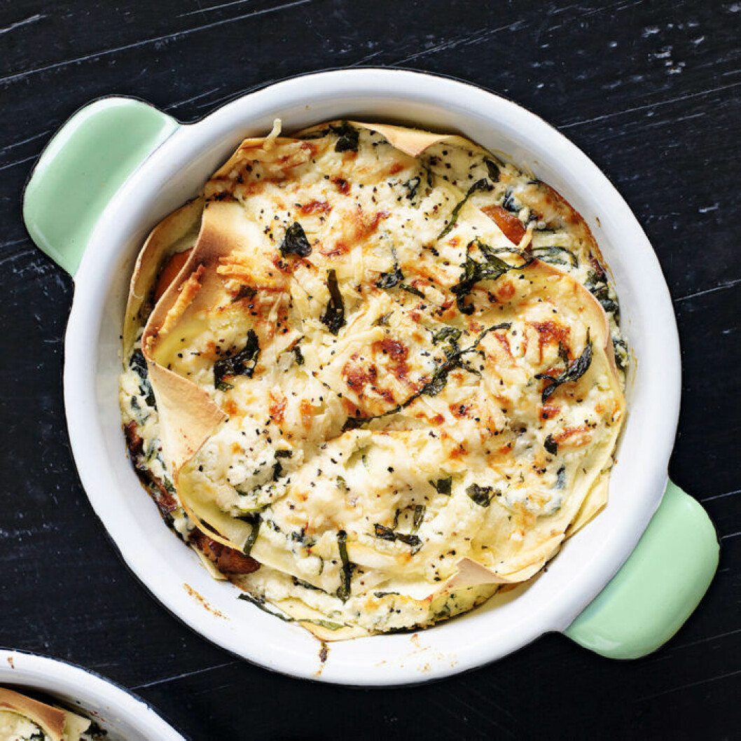 Svamplasagne med spenat och ricotta. Svamplasagne med spenat och ricotta.