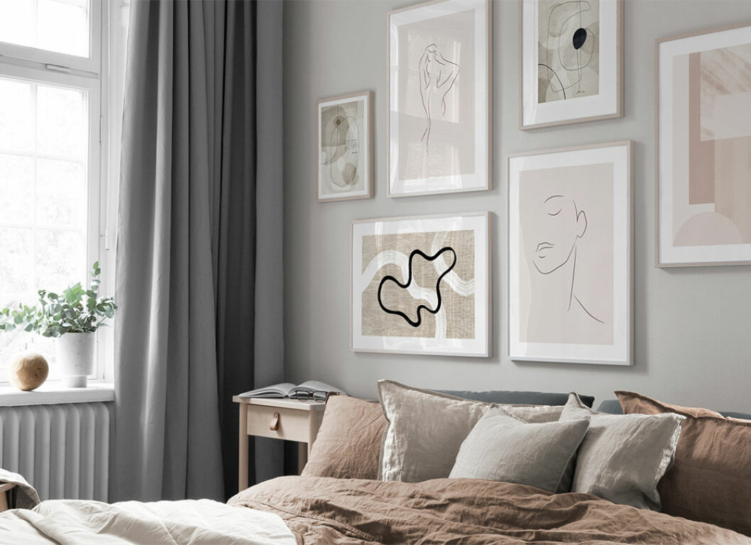 Line art och abstrakta motiv har seglat upp som storfavoriter. Foto: <a href="https://desenio.se/" target="_blank" rel="noopener">Desenio</a> Abstrakt konst och linjer är en trend bland tavlorna på Hemnet