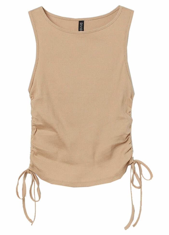 beige ribbat linne med dragsko