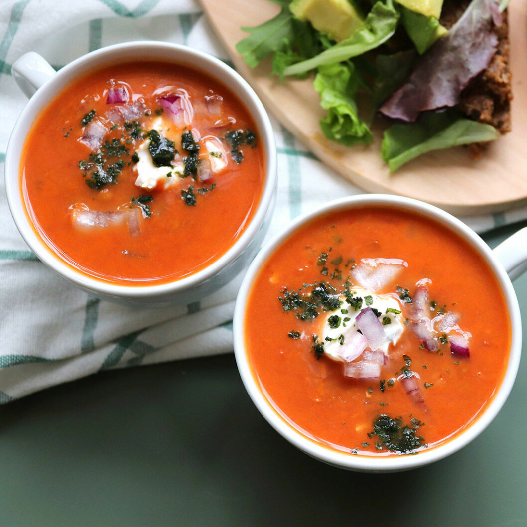 Vegansk linssoppa med tomat. Foto: <a href="http://www.devote.se/josefinsdelights" target="_blank" rel="noopener">Josefin Jakobsson</a> Vegansk linssoppa med tomat.