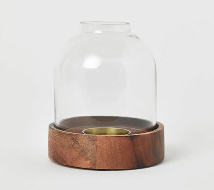 Ljuslykta i trä och glas från H&M Home
