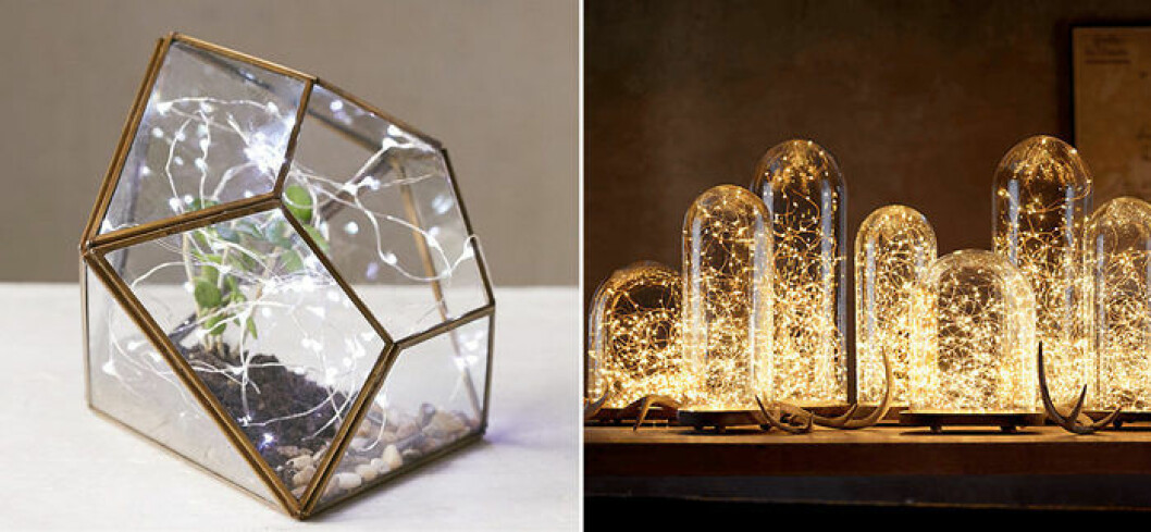 Foto: <a href="http://alwaysbrainstorming.com/trend-watch/10-creative-ways-to-use-fairy-lights/" target="_blank" rel="noopener">Alwaysbrainstorming.com</a> Använd ljusslingor i glasburkar för en fin ljuskälla och inredningsdetalj