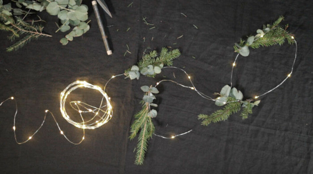 Ljusslinga med granris och eukalyptus