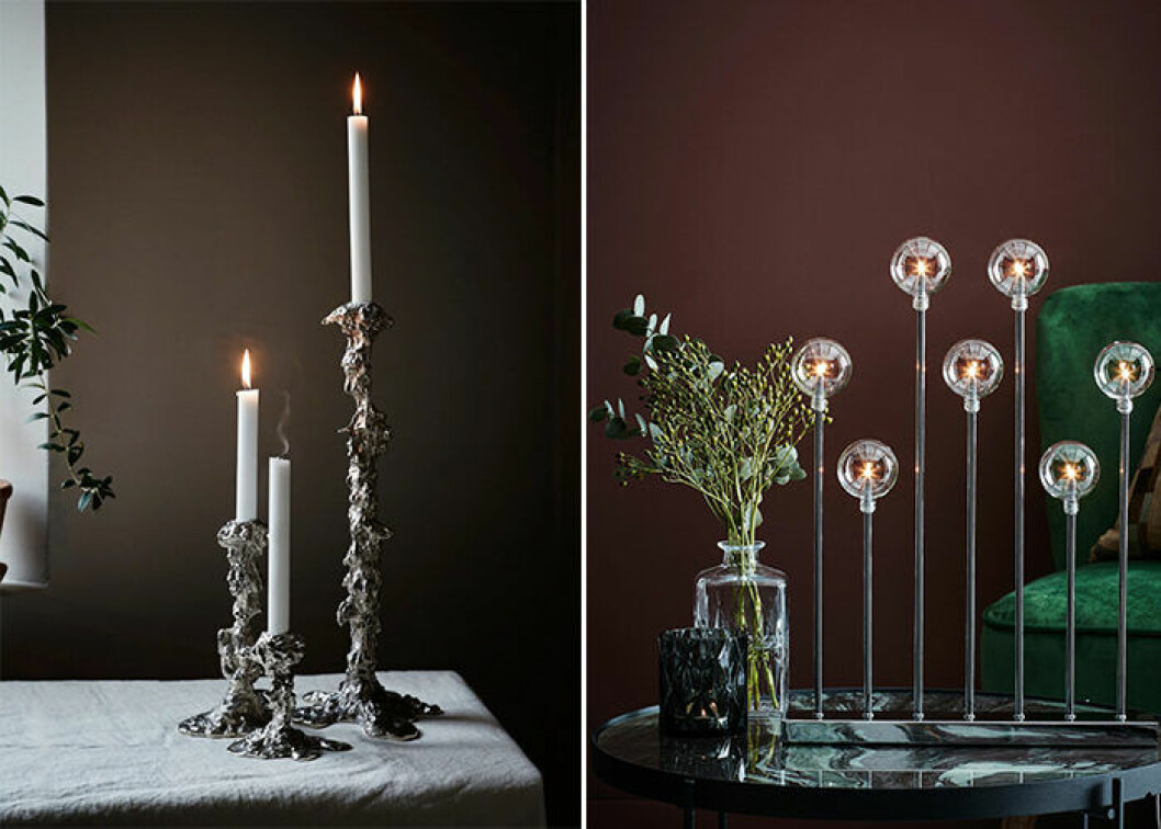 Låt både elljusstaken och de levande ljusen stå kvar hela vintern. Foto: Artilleriet & Markslöjd Låt både elljusstaken och de levande ljusen stå kvar hela vintern – här från Artilleriet och Markslöjd