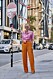 Streetstyle från London Fashion Week, orangea byxor
